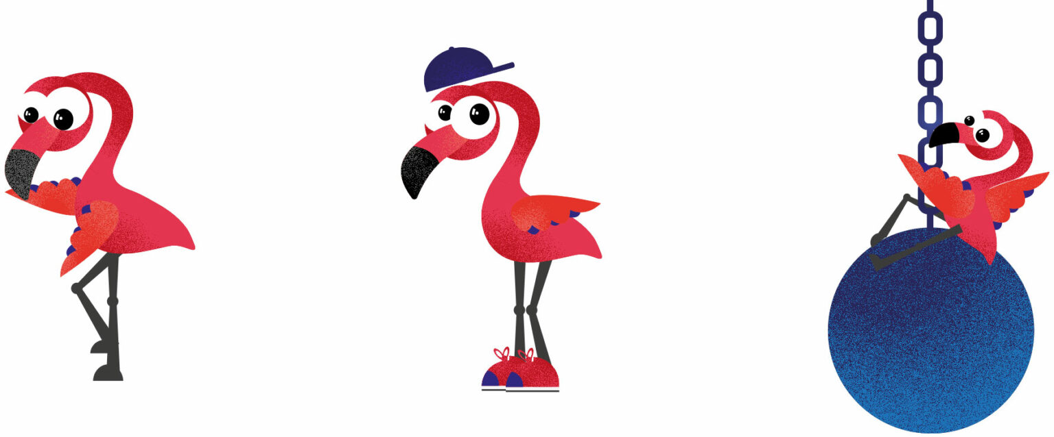 illustration flamant rose contemporain