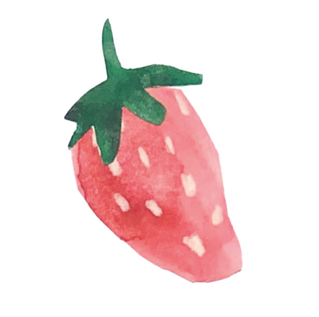 illustration fraise dessinée a la main avec aquarelle peinture crayon Emma Brunel