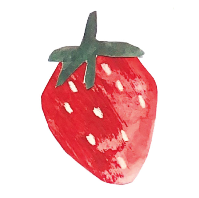 illustration fraise dessinée a la main avec aquarelle peinture crayon Emma Brunel